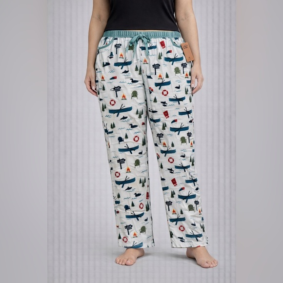 Lazy One Other - Lazy One Women’s Pajama Pants Lake Print Cotton Lounge Sleep Pants Size LargeNWT